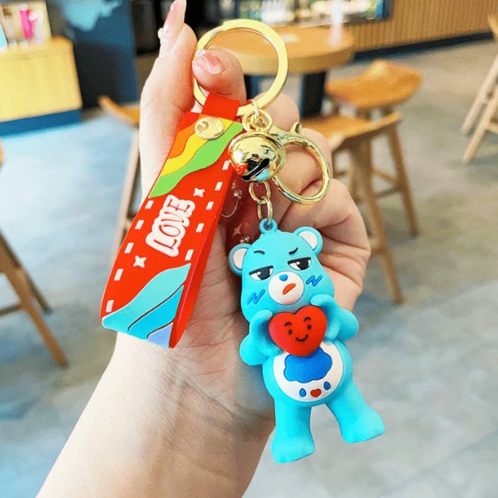 NEW! Blue grumpy Care Bear bag charm or keychain with wristlet